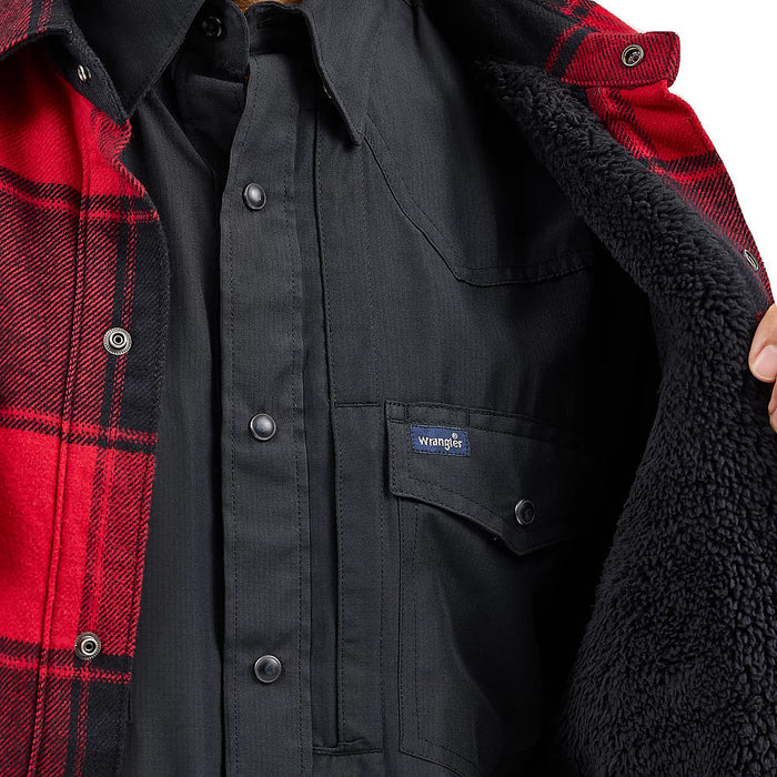 Wrangler Men's Sherpa Lined Flannel Shirt Jacket