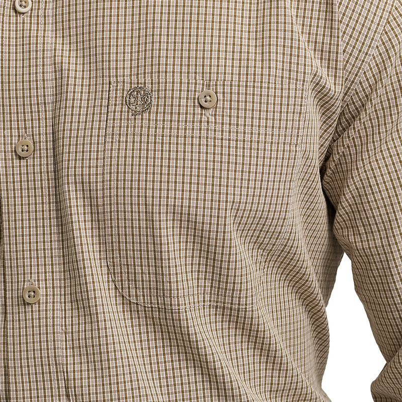 Wrangler Men's George Strait Brown & Olive Plaid Shirt
