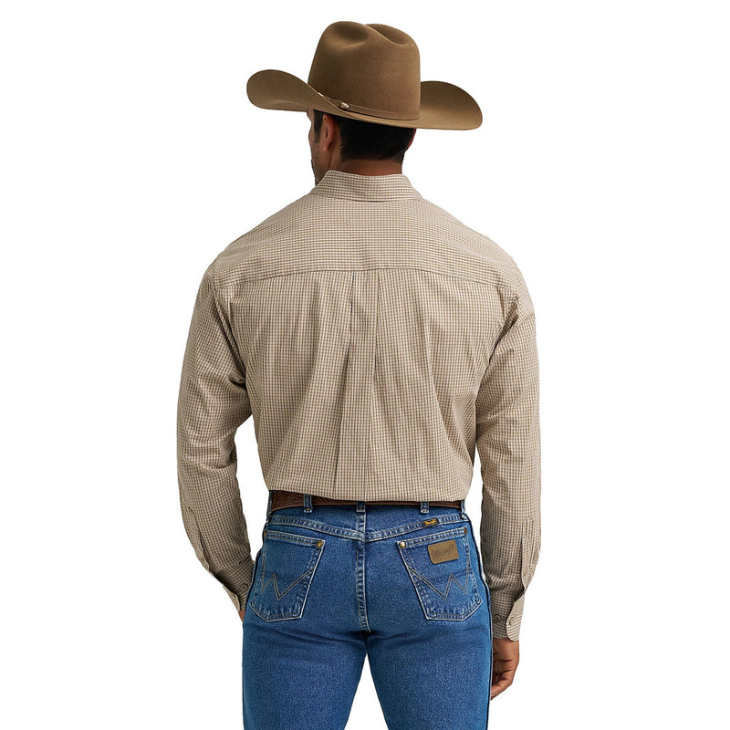 Wrangler Men's George Strait Brown & Olive Plaid Shirt
