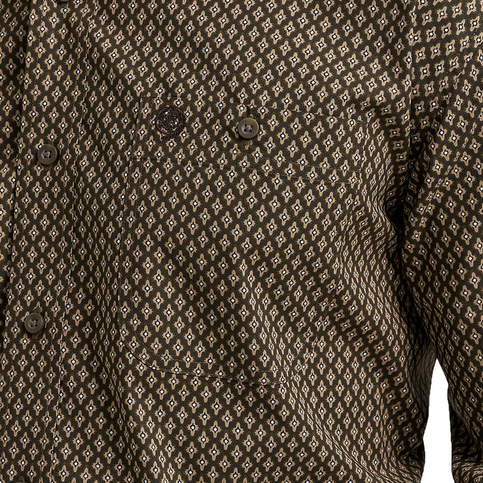 Wrangler Men's George Strait Brown Print Shirt