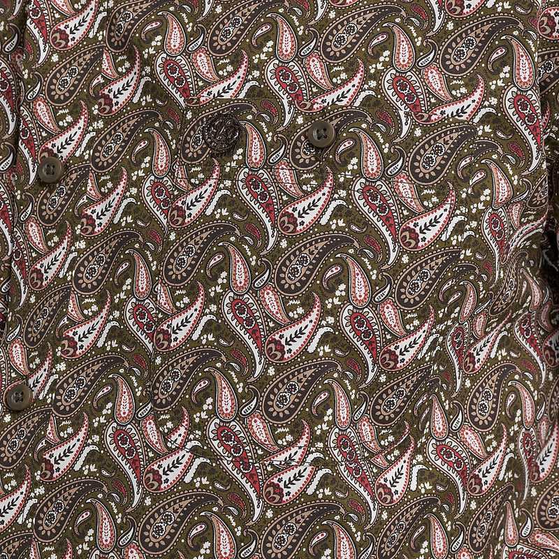 Wrangler Men's George Strait Brown Paisley Print Shirt