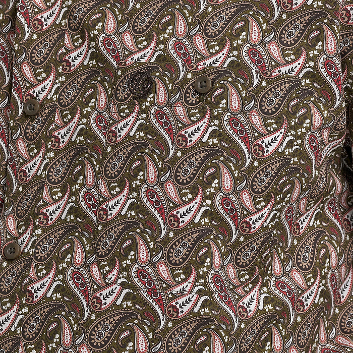 Wrangler Men's George Strait Brown Paisley Print Shirt