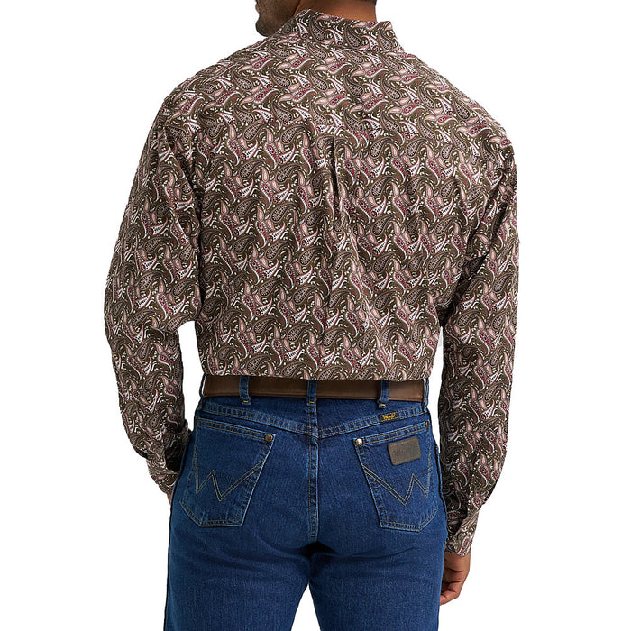 Wrangler Men's George Strait Brown Paisley Print Shirt