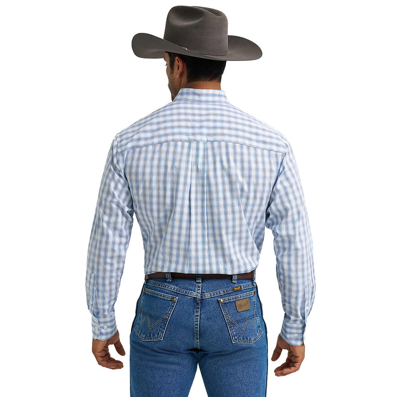 Wrangler Men's George Strait Blue Plaid Shirt