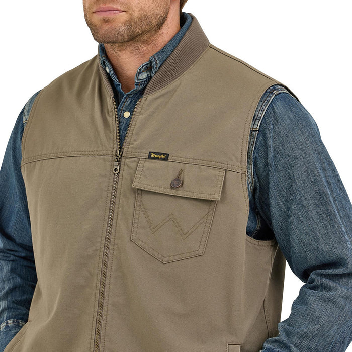 Wrangler Men's Bungee Cord Taupe Lined Vest