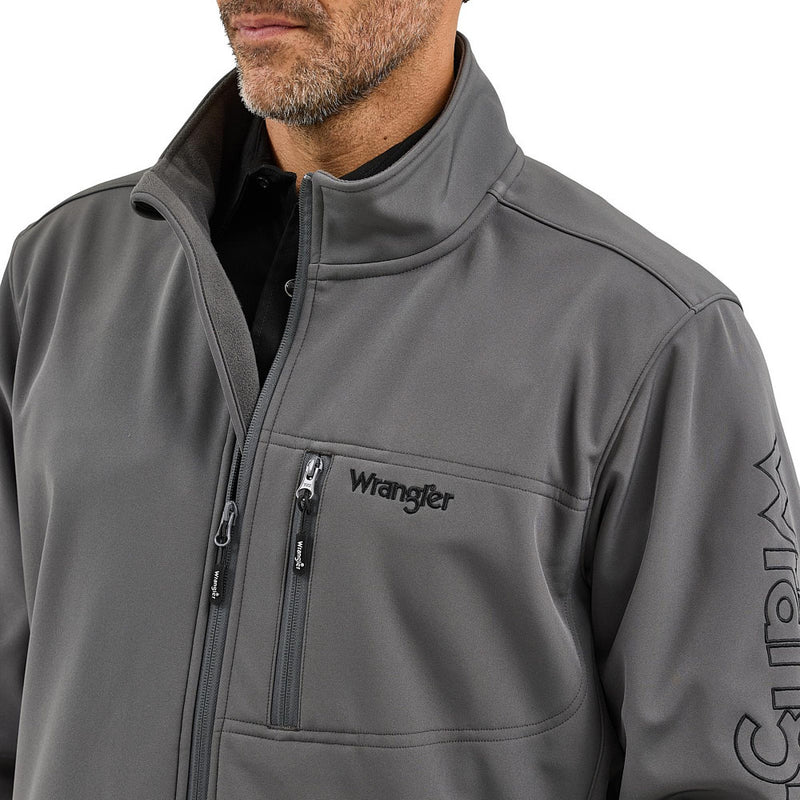 Wrangler Men's Dark Shadow Grey Logo Trail Jacket