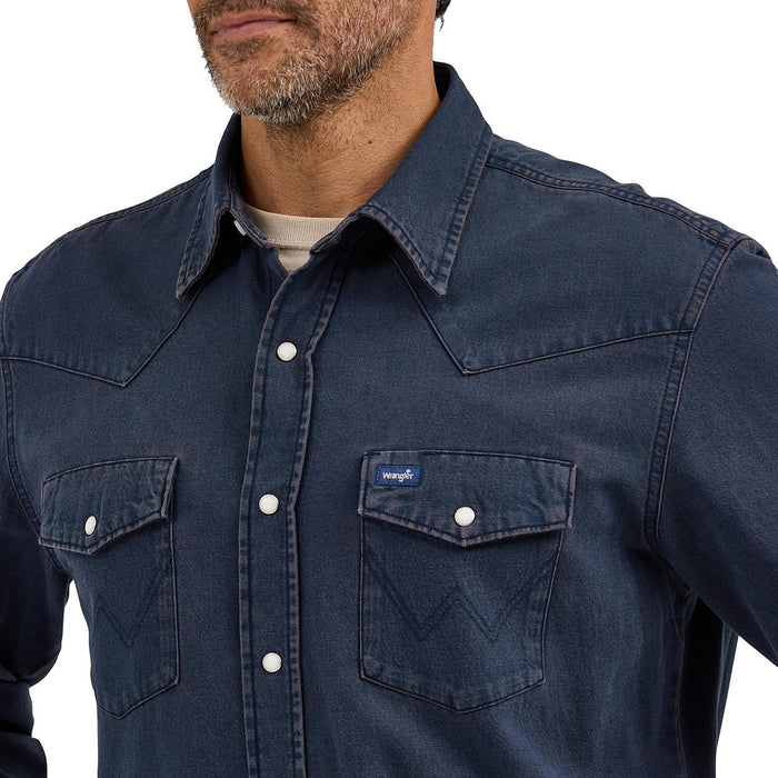 Wrangler Men's Midnight Vintage Long Sleeve Snap Shirt