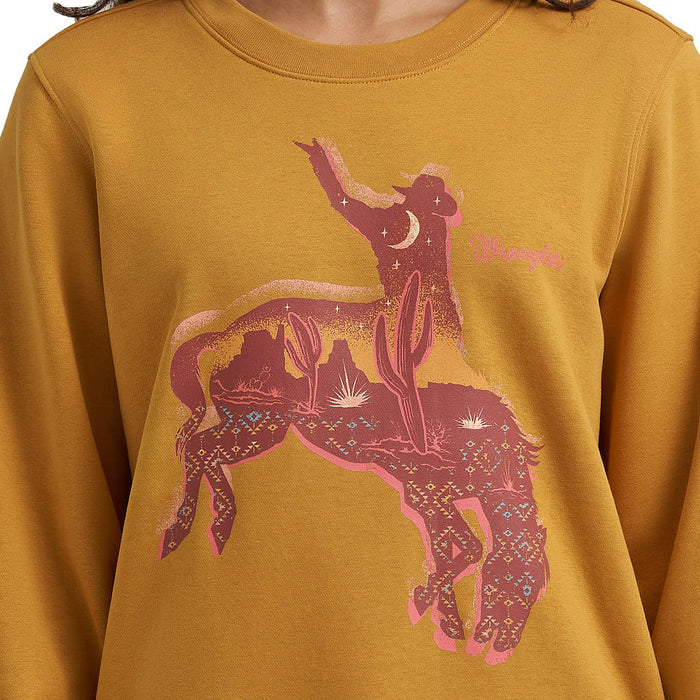 Wrangler Women's Spruce Yellow Cowboy Crew Neck