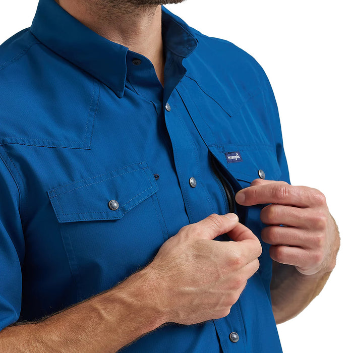 Wrangler Men's Blue Short Sleeve Performance Shirt