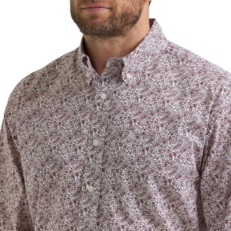 Wrangler Men's Classic Burgundy Paisley Print Shirt