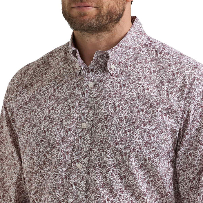 Wrangler Men's Classic Burgundy Paisley Print Shirt