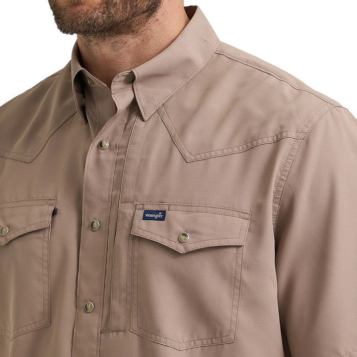 Wrangler Men's Tan Short Sleeve Performance Shirt