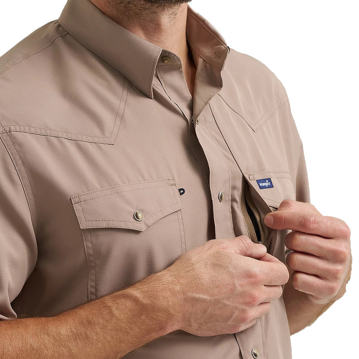 Wrangler Men's Tan Short Sleeve Performance Shirt