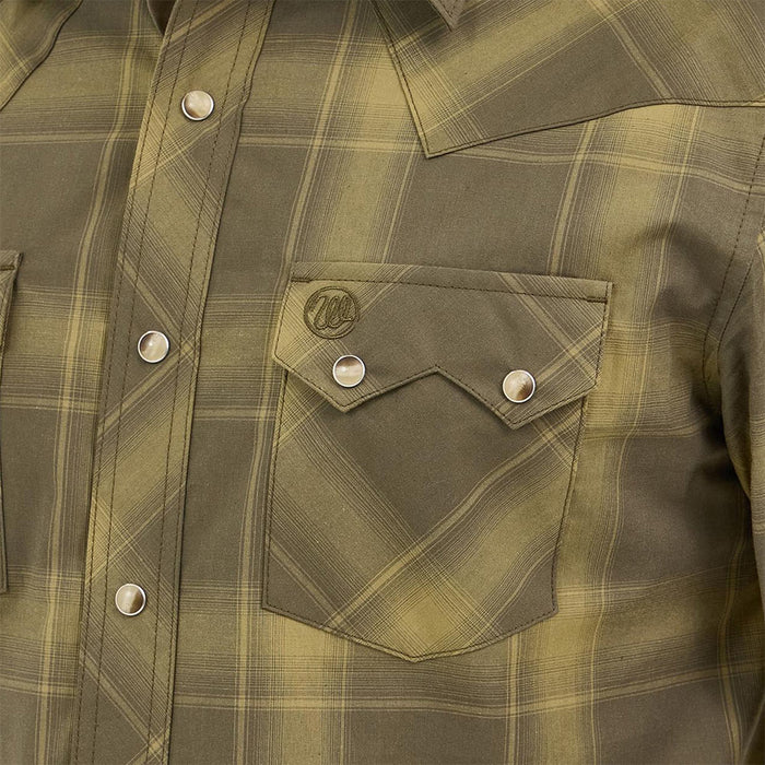 Wrangler Men's Green Retro Long Sleeve Sawtooth Snap Pocket Western Shirt