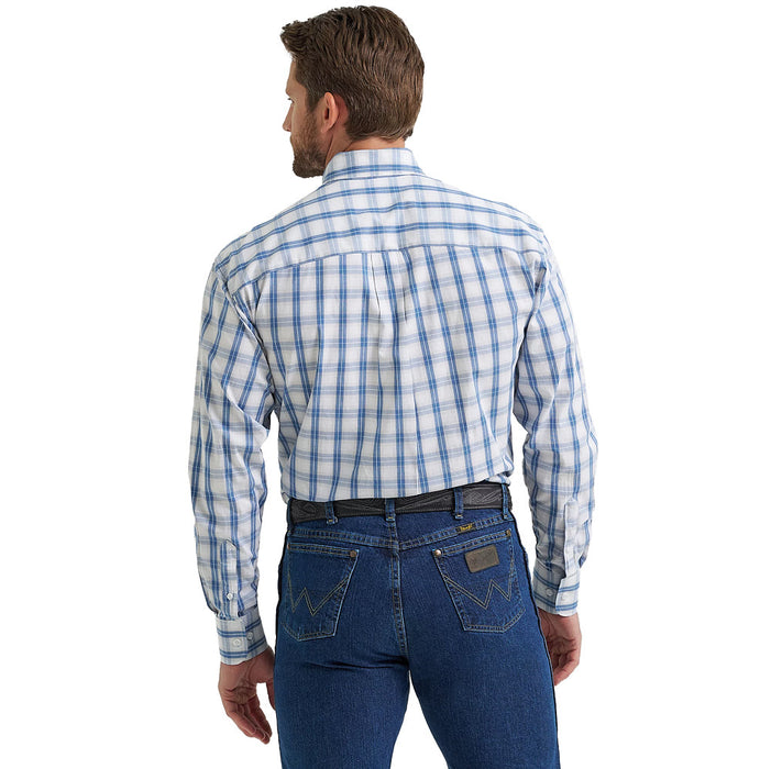 Wrangler Men's Plaid George Strait White Shirt