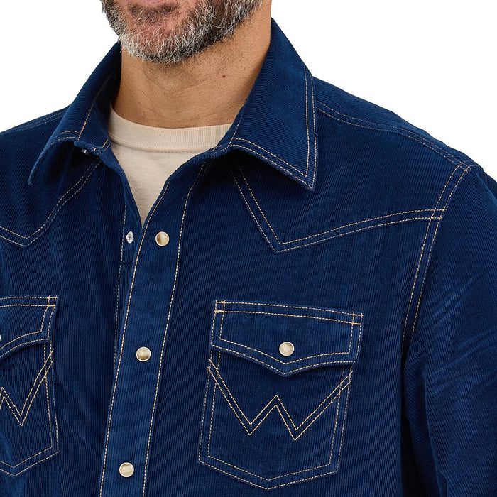 Wrangler Men's Navy Corduroy Retro Shirt