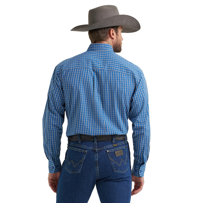 Wrangler Men's Plaid George Strait Blue Shirt