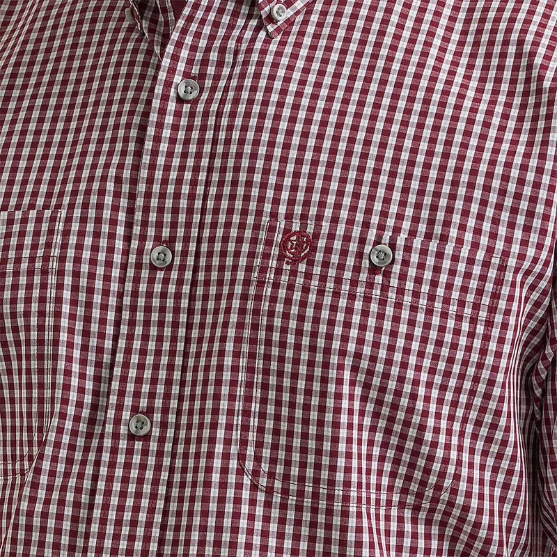 Wrangler Men's George Strait Wine Plaid Shirt