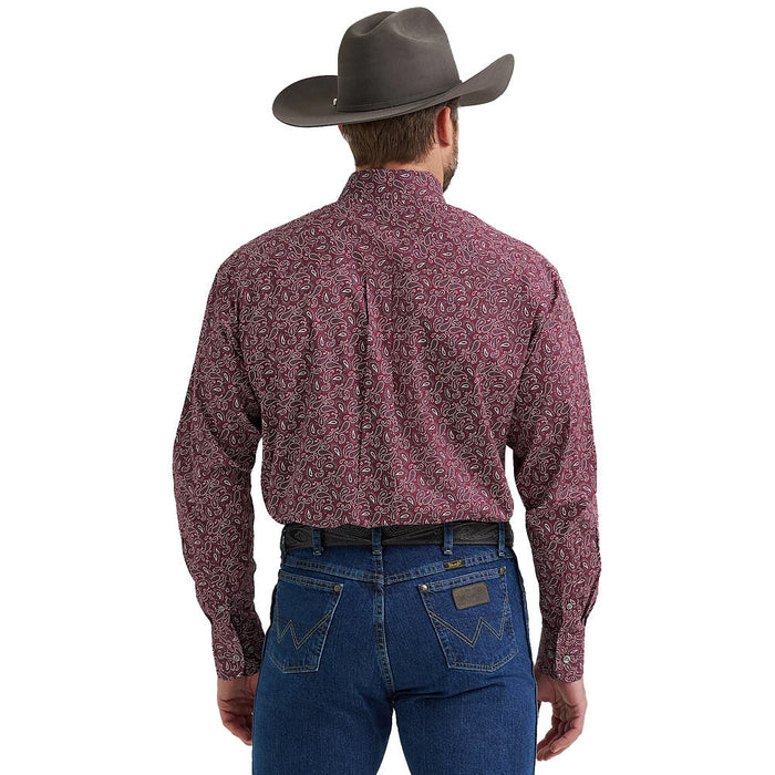Wrangler Men's George Strait Wine Paisley Print Shirt