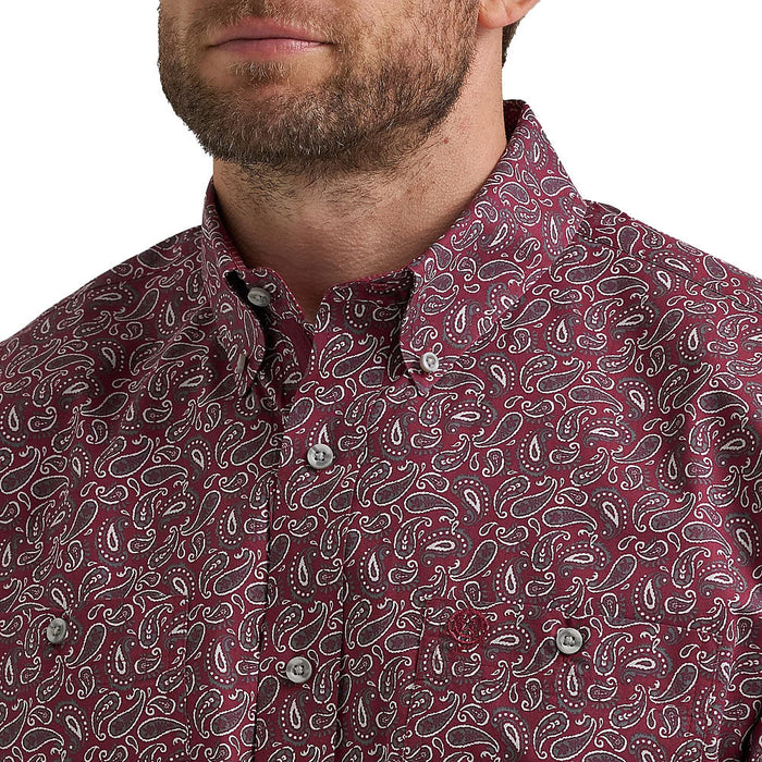 Wrangler Men's George Strait Wine Paisley Print Shirt