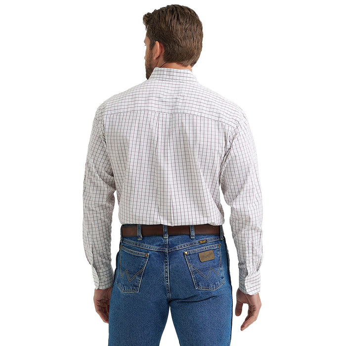 Wrangler Men's George Strait Wine & White Plaid Shirt