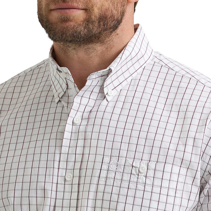 Wrangler Men's George Strait Wine & White Plaid Shirt