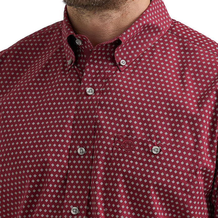 Wrangler Men's George Strait Wine Printed Shirt