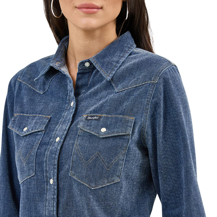Wrangler Women's Denim Vintage Snap Shirt