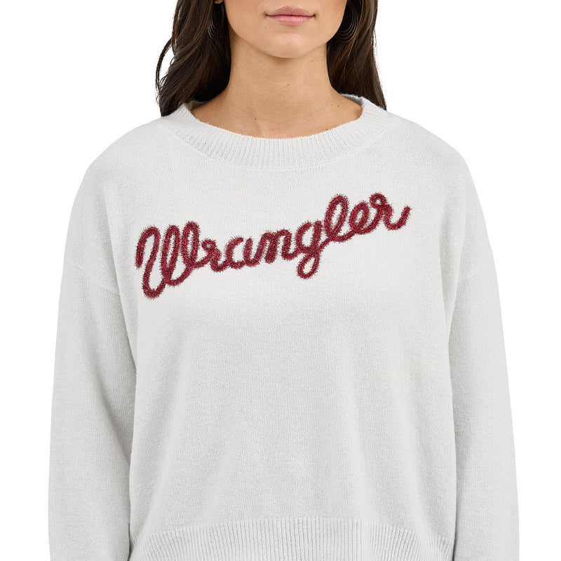 Wrangler Women's White Tencel Logo Sweater