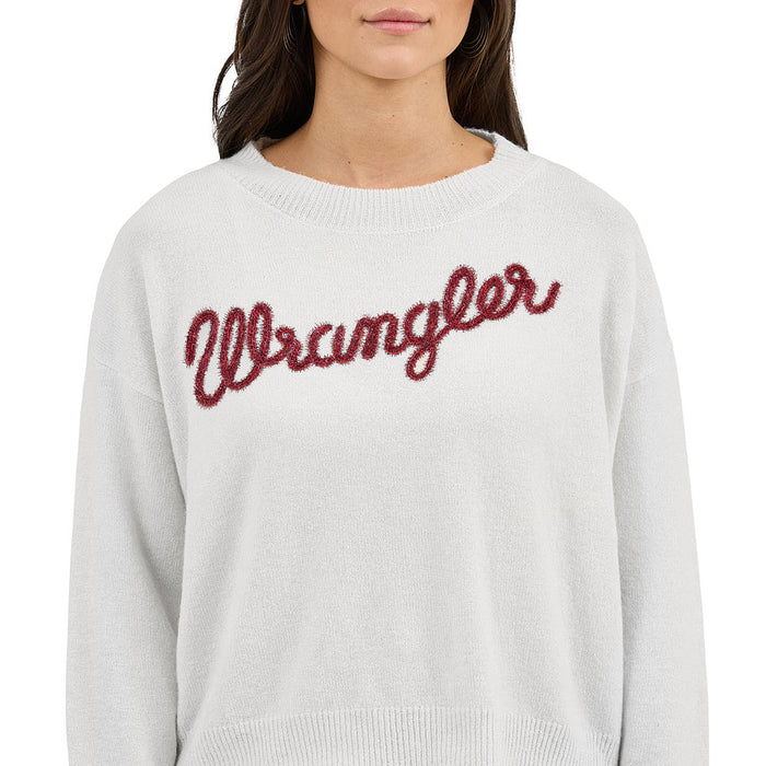 Wrangler Women's White Tencel Logo Sweater