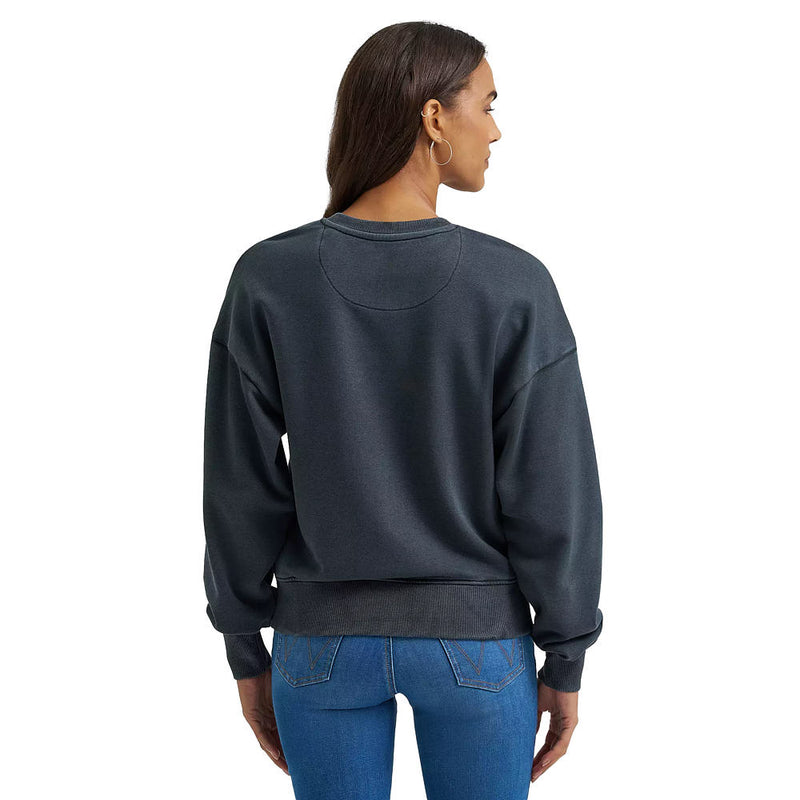 Wrangler Women's Jet Black Get The Horns Cropped Sweatshirt