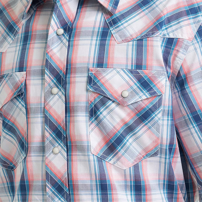 Wrangler Men's Blue & Peach 20X Competition Advanced Shirt