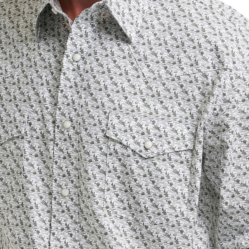 Wrangler Men's Olive Cacti Print 20X Shirt