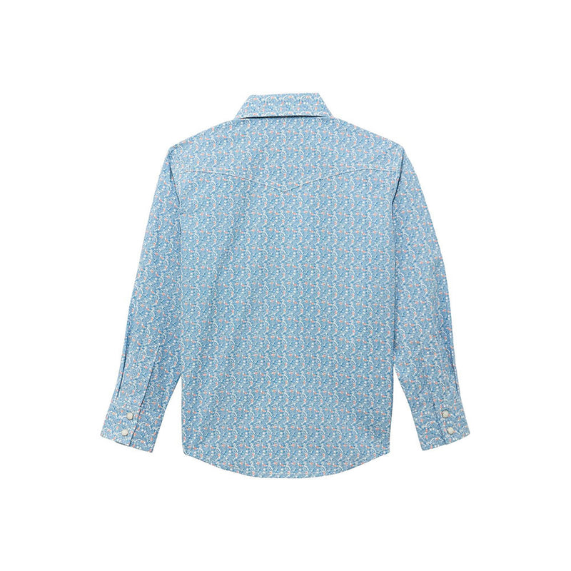 Wrangler Boy's 20X Blue Multi Print Shirt