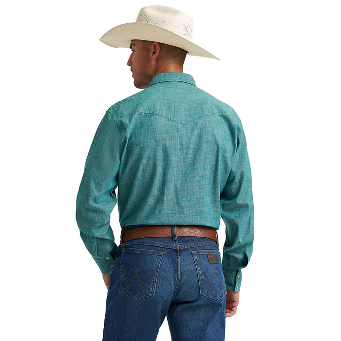 Wrangler Men's Cody Johnson Teal Long Sleeve Snap Shirt
