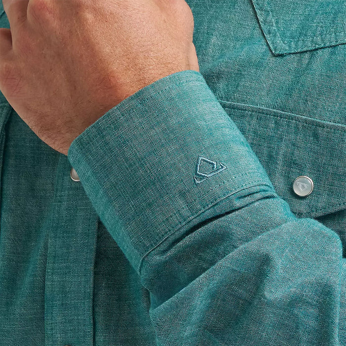 Wrangler Men's Cody Johnson Teal Long Sleeve Snap Shirt