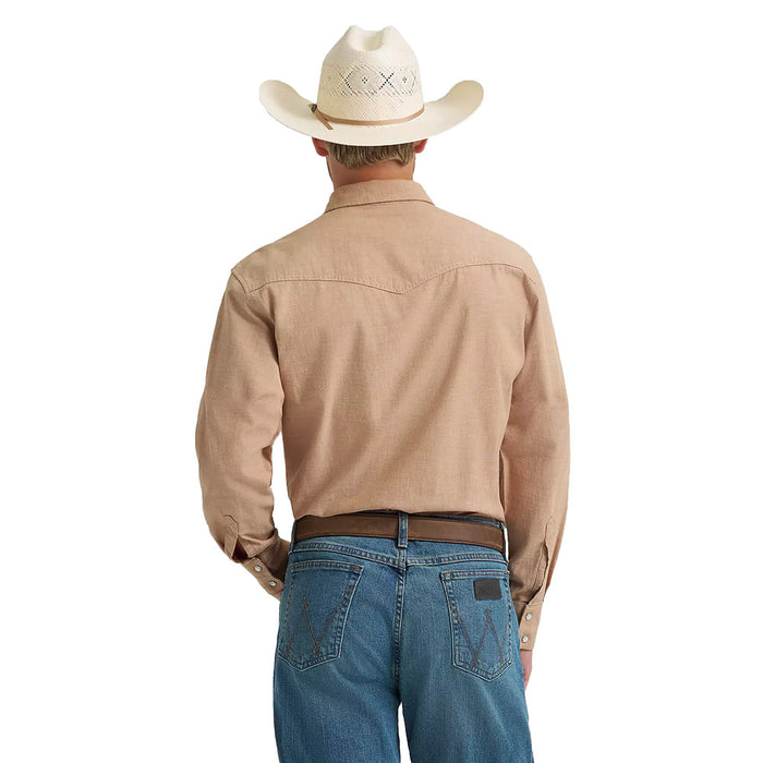 Wrangler Men's Cody Johnson Brown Long Sleeve Snap Shirt