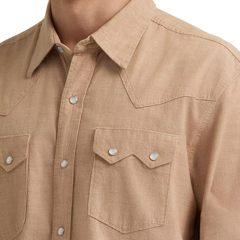 Wrangler Men's Cody Johnson Brown Long Sleeve Snap Shirt