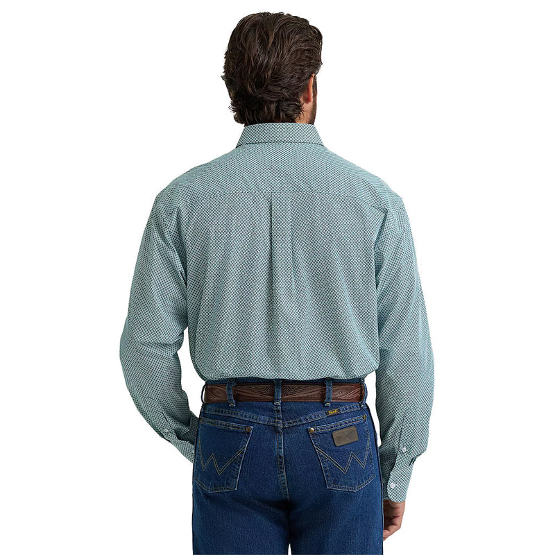 Wrangler Men's George Strait Long Sleeve Teal Print Shirt