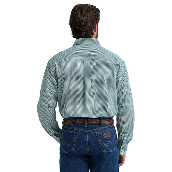 Wrangler Men's George Strait Long Sleeve Teal Print Shirt