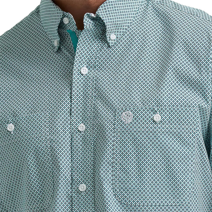 Wrangler Men's George Strait Long Sleeve Teal Print Shirt