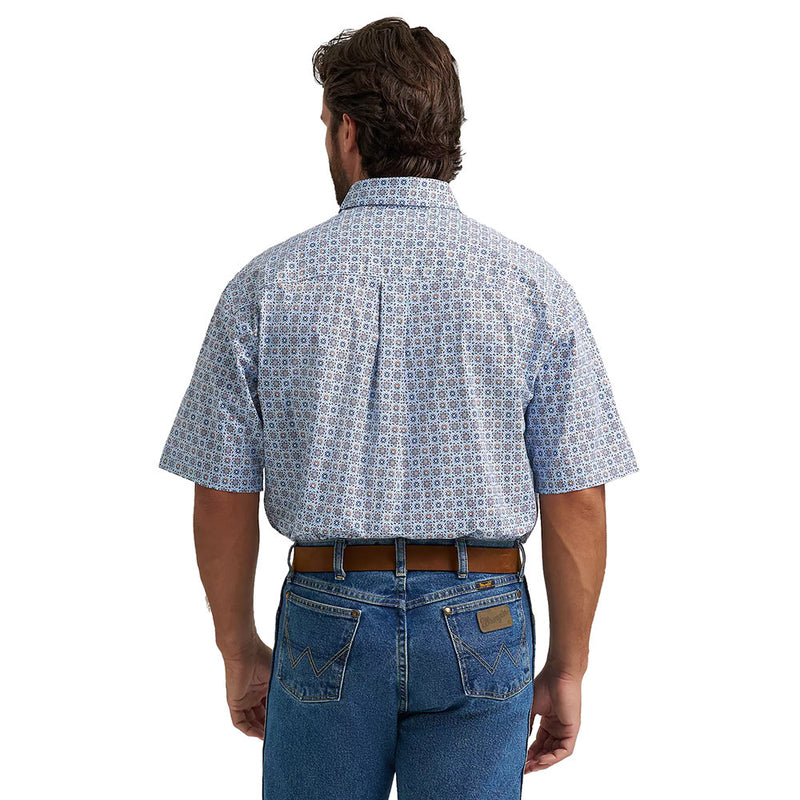 Wrangler Men's George Strait Blue Pocket Short Sleeve Shirt