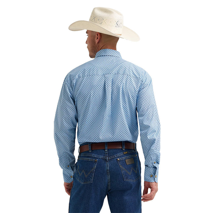 Wrangler Men's George Strait Blue Western Print Shirt