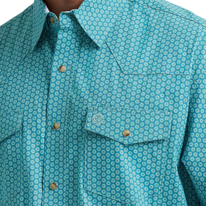 Wrangler Men's George Strait Teal Floral Shirt
