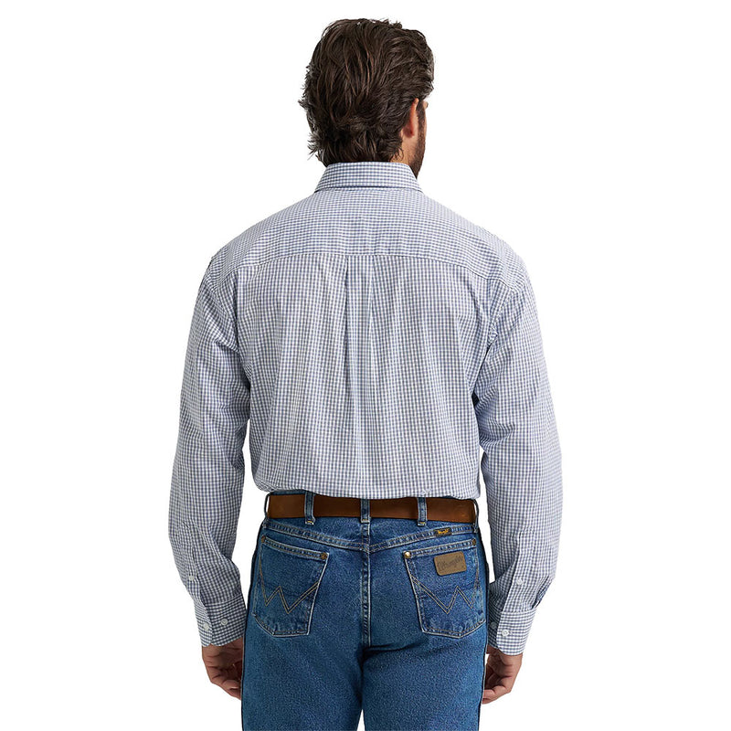 Wrangler George Strait Men's Blue Plaid Western Shirt