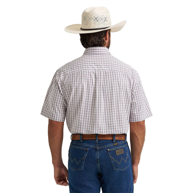 Wrangler Men's George Strait Grey Plaid Short Sleeve Shirt