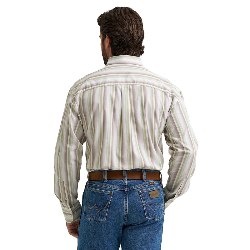 Wrangler Men's George Strait Green Stripe Shirt