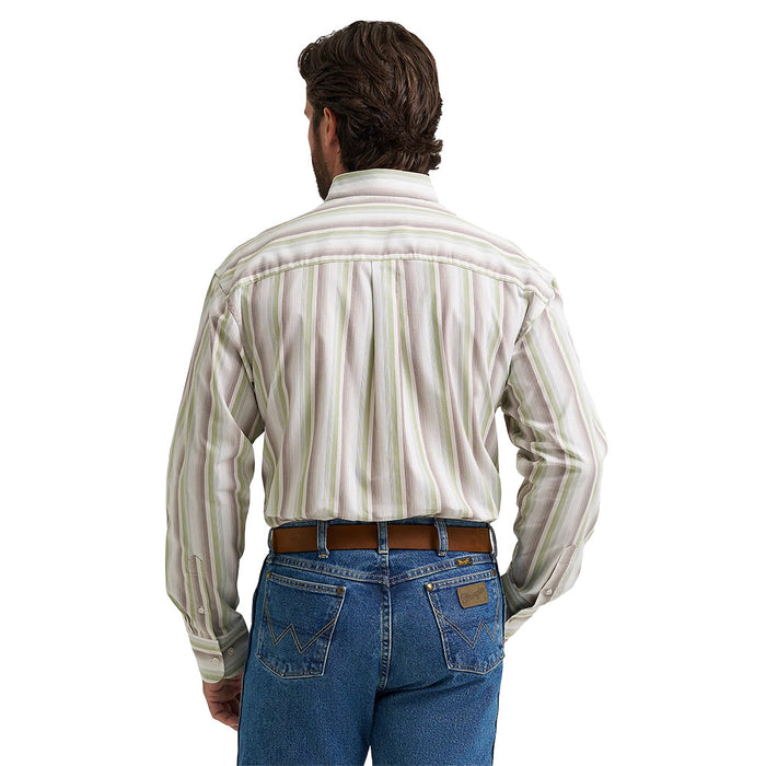 Wrangler Men's George Strait Green Stripe Shirt