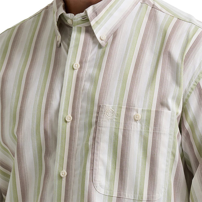 Wrangler Men's George Strait Green Stripe Shirt
