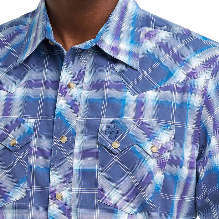Wrangler Men's Retro Modern Fit Navy & Purple Plaid Shirt